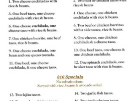 Manny's Uptown Tex-mex menu