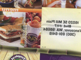 Tropical Smoothie Cafe menu