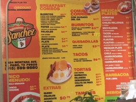 Sanchez menu