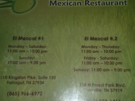 El Mezcal Mexican menu