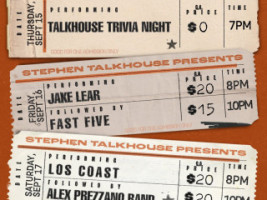 The Stephen Talkhouse menu