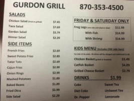 Gurdon Grill menu