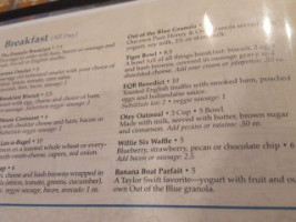 The Blue Chair Cafe Tavern menu