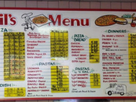 Phil's Pizza menu