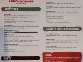 Barney's Roadhouse menu