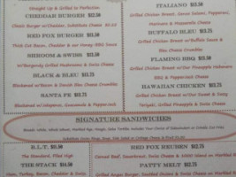 Red Fox Grill menu