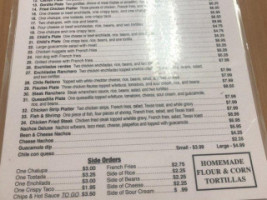 Sylvia's Mexican menu