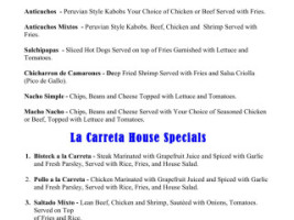 La Carreta Peruvian menu