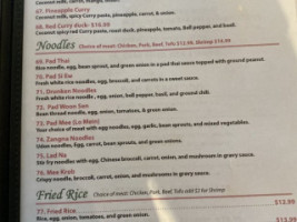 Zangna Thai Cuisine menu