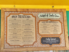 Falafel Of Santa Cruz menu