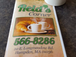 Reid's Corner menu