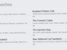 The Garrison menu