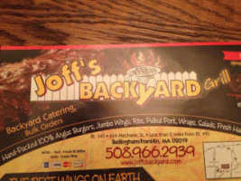 Joffs Backyard Grill menu