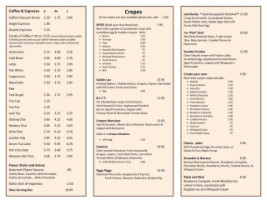 Rhapsody's Victorian Coffee House menu