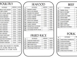 Peking Garden Chinese menu