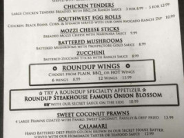 The Round Up Steakhouse menu