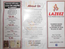 Lazeez Fresh Mediterranean Grill menu