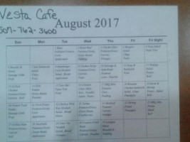 Vesta Cafe menu