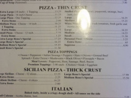 Renos Pizza Italian menu