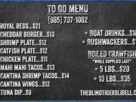 The Blind Tiger Slidell menu