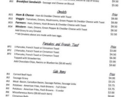 Brooks Corner menu