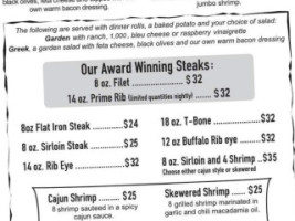 Bear Creek Saloon Steakhouse menu