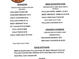 Harvey's Main Street Bbq menu