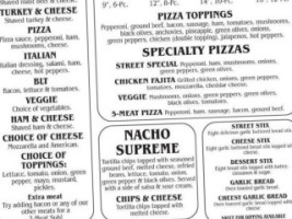 Main Street Pizza menu