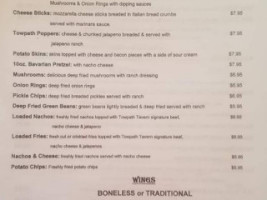 Towpath Tavern menu