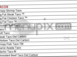 Del Taco menu