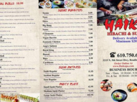 Haiku Hibachi Sushi menu