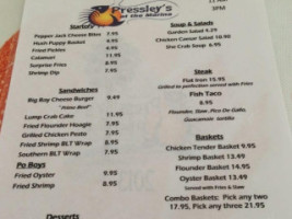 Pressley's At The Marina menu