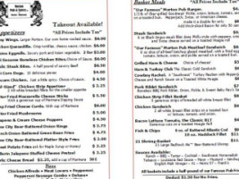 Morton Pub Eatery menu