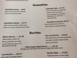 Don Juan Cantina Grill menu