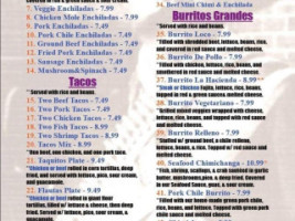 La Hacienda menu