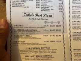 Zuko Pizza Pasta menu