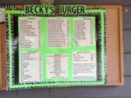 Becky's Burgers menu