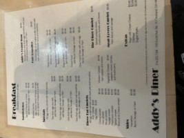 Addy's Diner menu