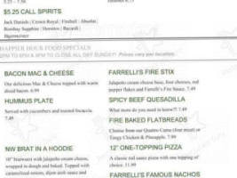 Farrelli's Pizza Pool Co menu