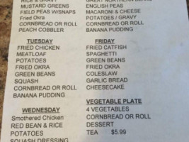 Southern Sisters Cafe menu