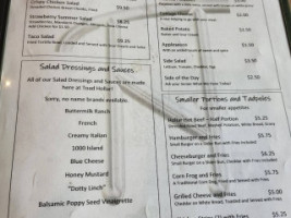 Toad Hollar Grill menu