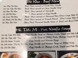 Pho Legacy menu