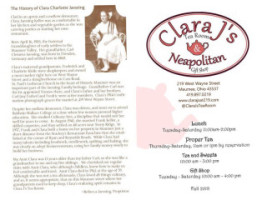 Clara J's Tea Room menu