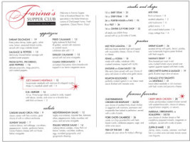 Farina's Supper Club menu