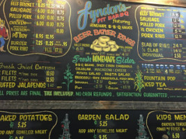 Lyndon's Pit -b-q. menu