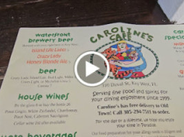 Caroline's Other Side menu