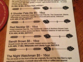 City Star Brewing menu