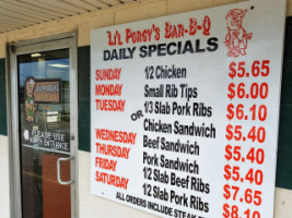 Li'l Porgy's -b-q menu