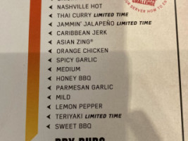 Buffalo Wild Wings menu