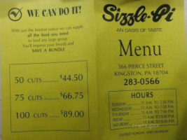 Sizzle Pi Pizza menu